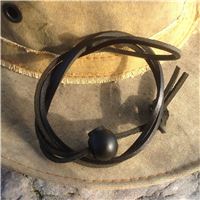 Black leather hat lanyard